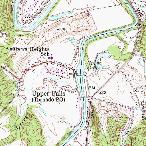 Topographic Map of Upper Falls Lockmaster House (historical), WV