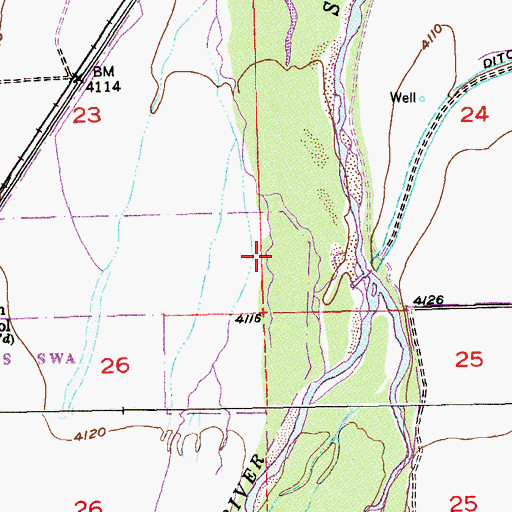 Topographic Map of Tetsel Ditch, CO