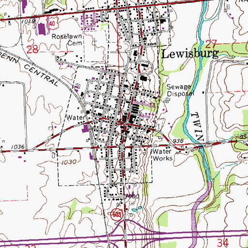 Topographic Map of Brown Memorial Library, OH