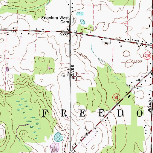 Topographic Map of Evans Farm, OH