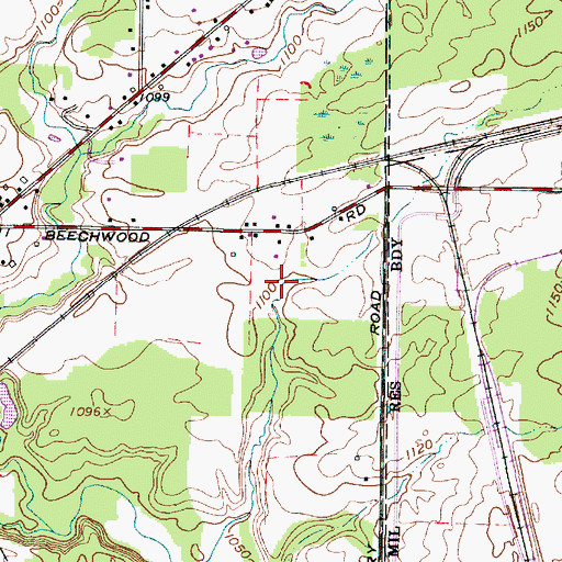 Topographic Map of Rogers Farm, OH
