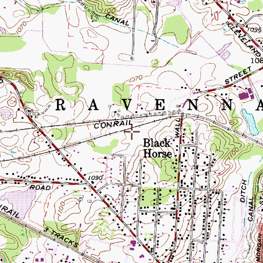 Topographic Map of Myers Farms, OH