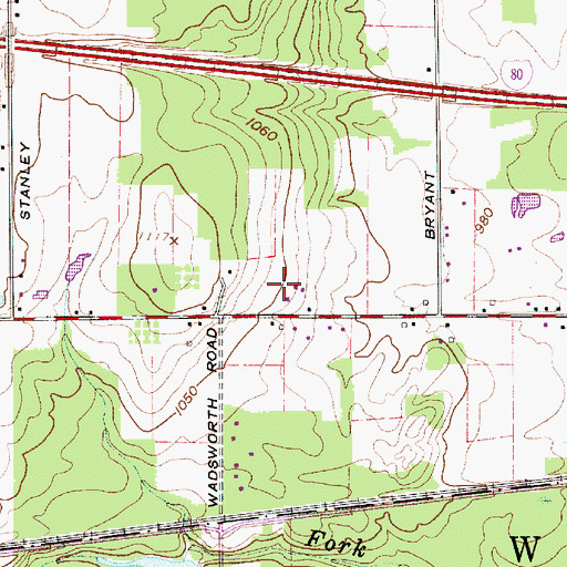 Topographic Map of Rocky Meadow Farms, OH