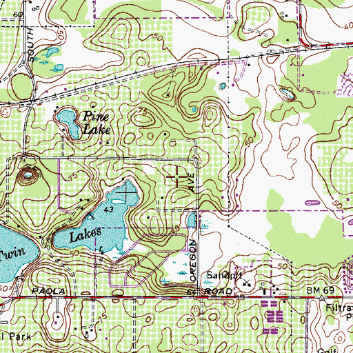 Topographic Map of The Retreat at Twin Lakes, FL