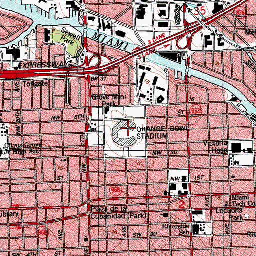 Topographic Map of Marlins Park, FL