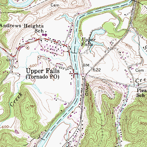 Topographic Map of Upper Falls Intersection, WV