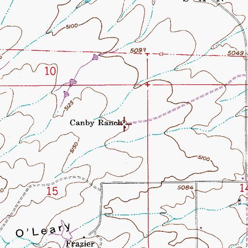 Topographic Map of Canby Ranch, AZ