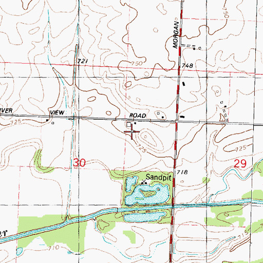 Topographic Map of Sandy Knoll Farms, IL