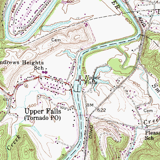 Topographic Map of Upper Falls Channel, WV