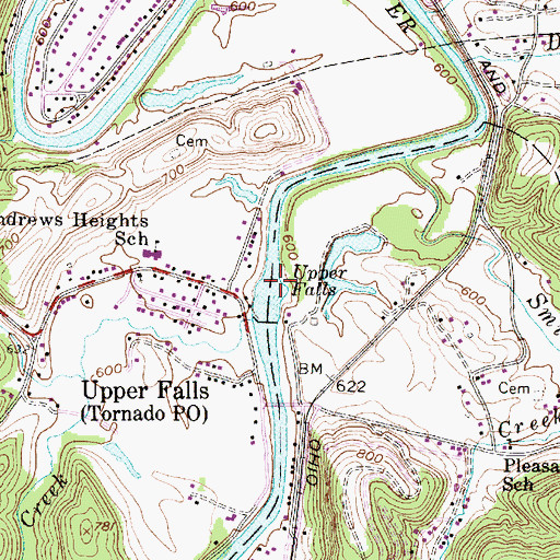 Topographic Map of Upper Falls Point, WV