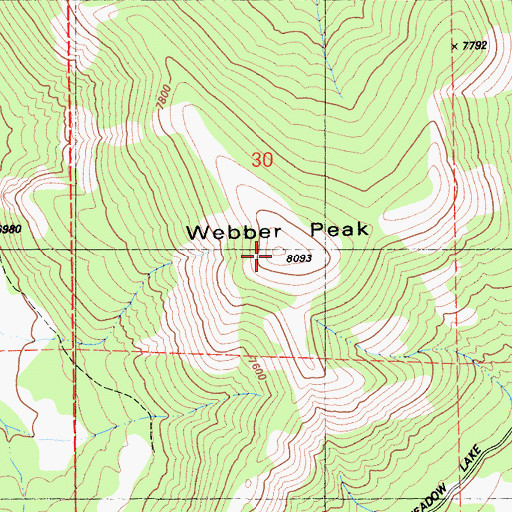 Topographic Map of Webber Peak, CA