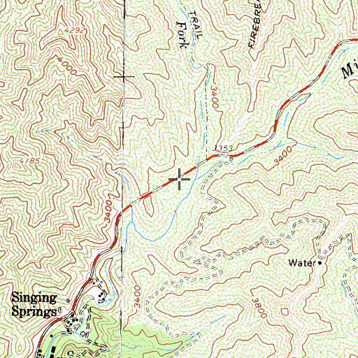 Topographic Map of Middle Fork Mill Creek, CA