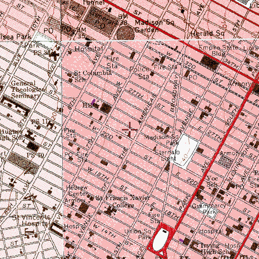 Topographic Map of Church of Saint Vincent de Paul, NY