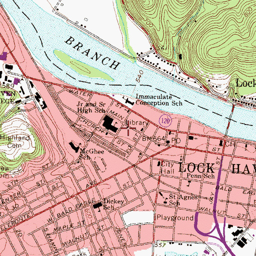 Topographic Map of Annie Halenbake Ross Library, PA