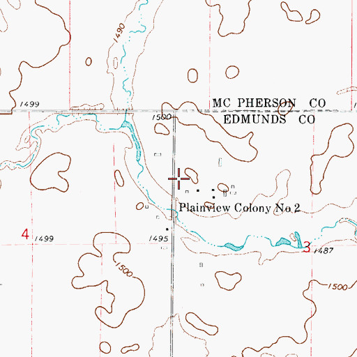 Topographic Map of Deerfield Colony, SD