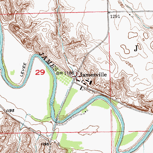 Topographic Map of Jamesville Colony, SD