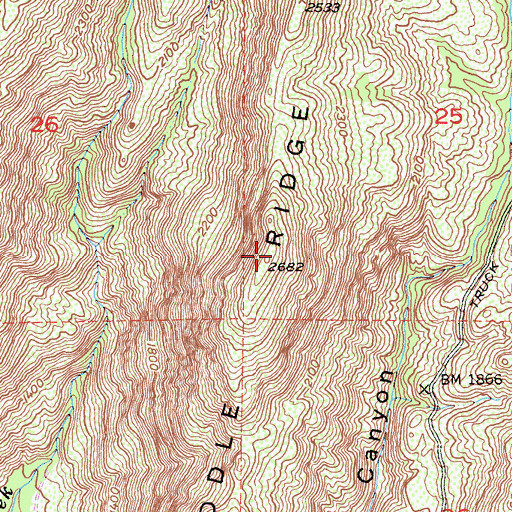 Topographic Map of Middle Ridge, CA