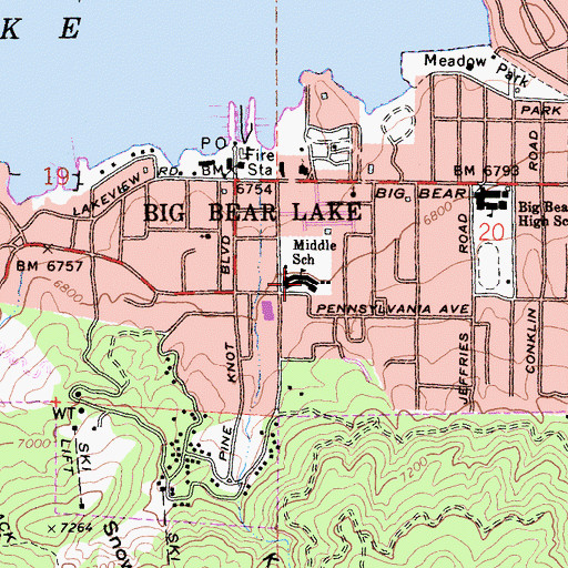 Topographic Map of Middle School, CA