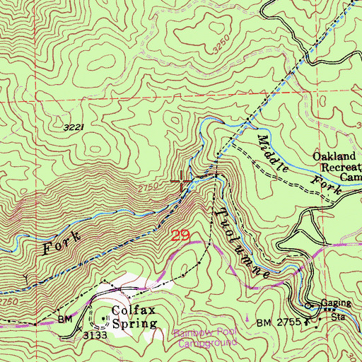 Topographic Map of Middle Tuolumne River, CA