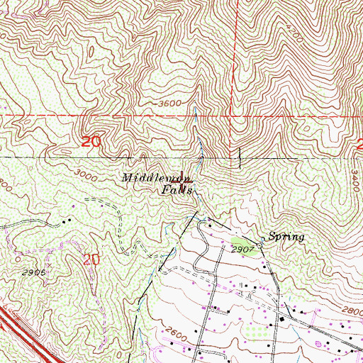 Topographic Map of Middleman Falls, CA