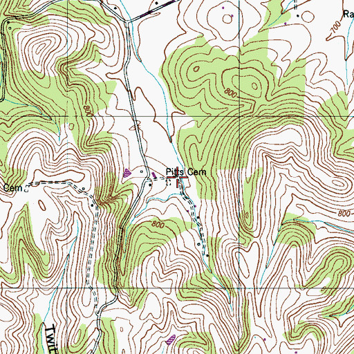 Topographic Map of Motlow Farms, TN