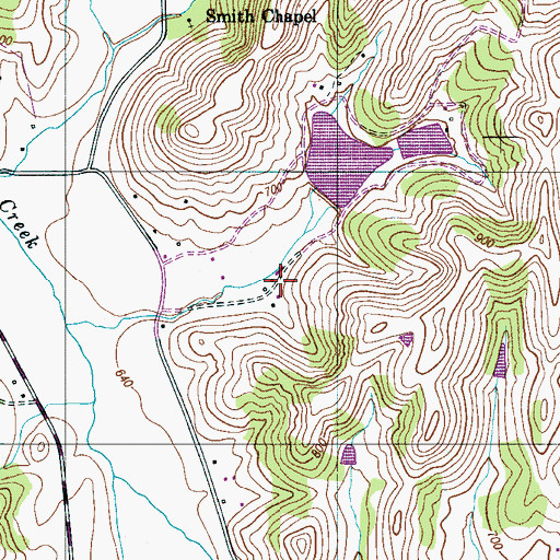 Topographic Map of Coldwater Farms, TN