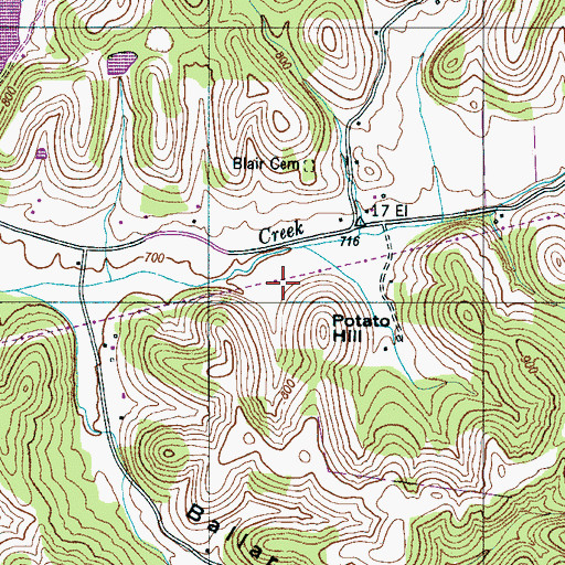 Topographic Map of Laue Farm, TN