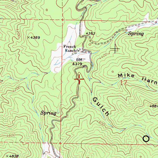 Topographic Map of Mike Harney Canyon, CA