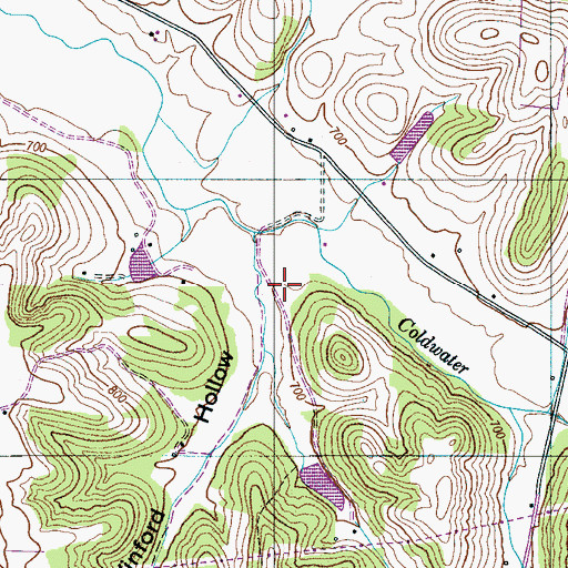 Topographic Map of Willow Springs Farm, TN