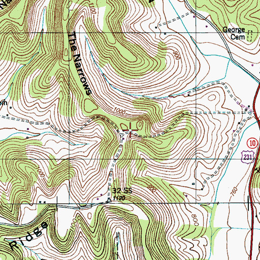 Topographic Map of Buckeye Farm, TN