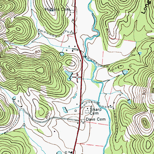 Topographic Map of Sharwa Farms, TN