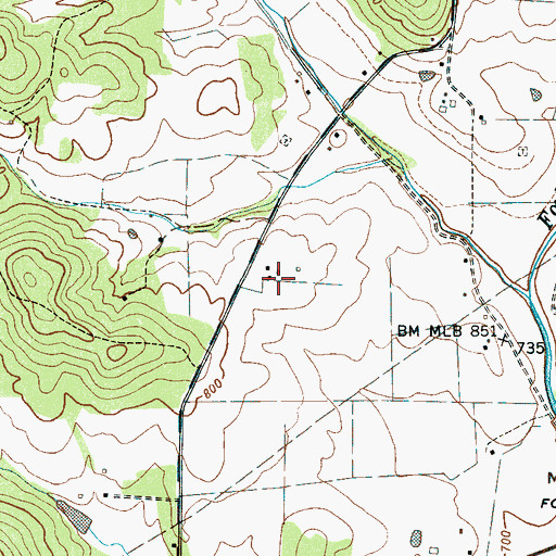 Topographic Map of McClain Farms, TN