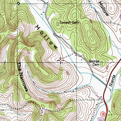 Topographic Map of Moorehead Farms, TN
