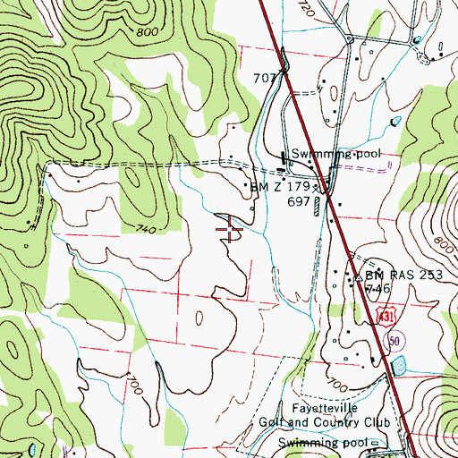 Topographic Map of Posey Farm, TN