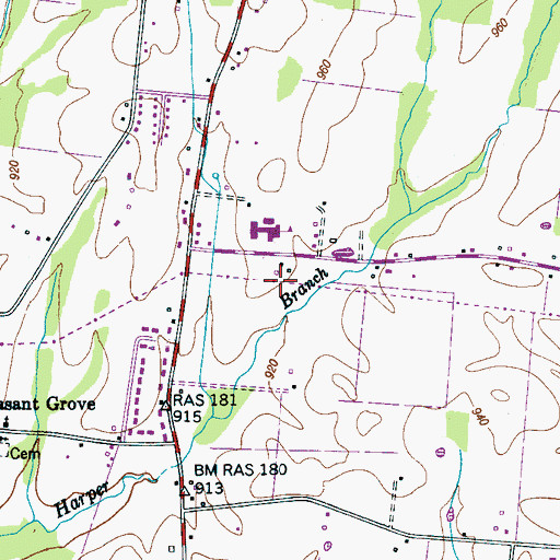 Topographic Map of McAlister Farms, TN