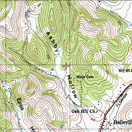 Topographic Map of Cedar Ridge Ranch, TN