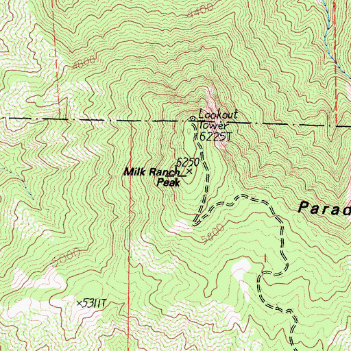 Topographic Map of Milk Ranch Peak, CA