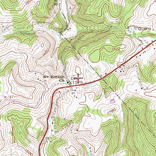 Topographic Map of Mount Vernon Memorial Cemetery, WV