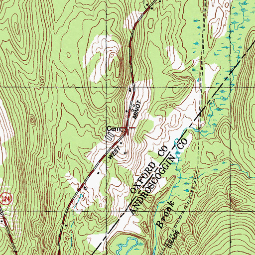 Topographic Map of Asa Bearce Cemetery, ME