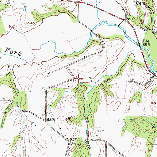 Topographic Map of Fettro Farms, OH