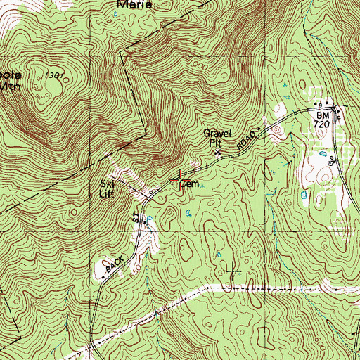Topographic Map of Bryant Record Cemetery, ME