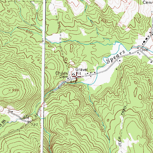 Topographic Map of Franklin Cemetery, ME