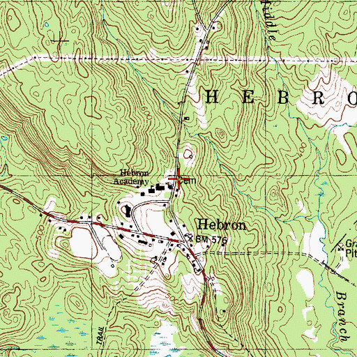 Topographic Map of Churchyard Cemetery, ME