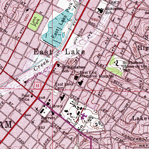 Topographic Map of Lovelady Center, AL