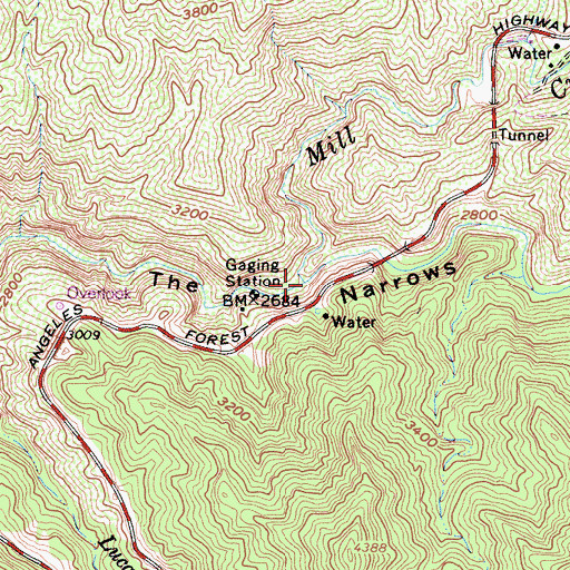 Topographic Map of Mill Creek, CA