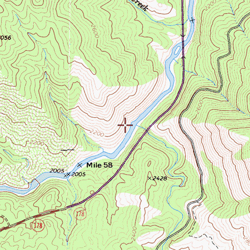 Topographic Map of Mill Creek, CA