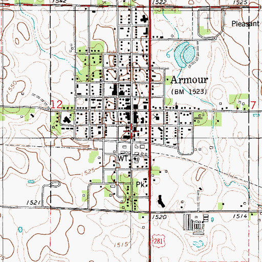 Topographic Map of Armour City Hall, SD