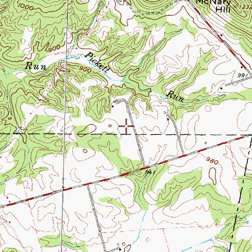 Topographic Map of Pickett Run Farm, OH