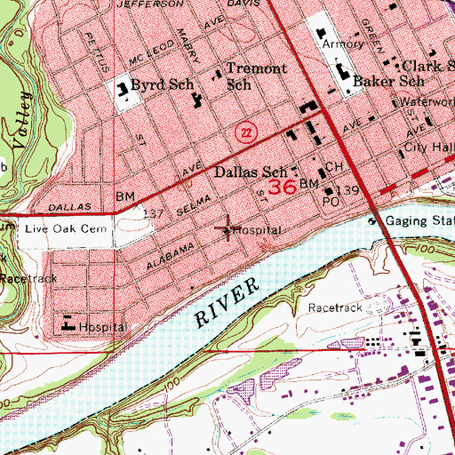 Topographic Map of Vaughan Smitherman Museum, AL