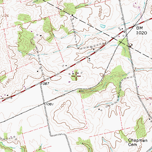 Topographic Map of Lucky Lane Farms, OH
